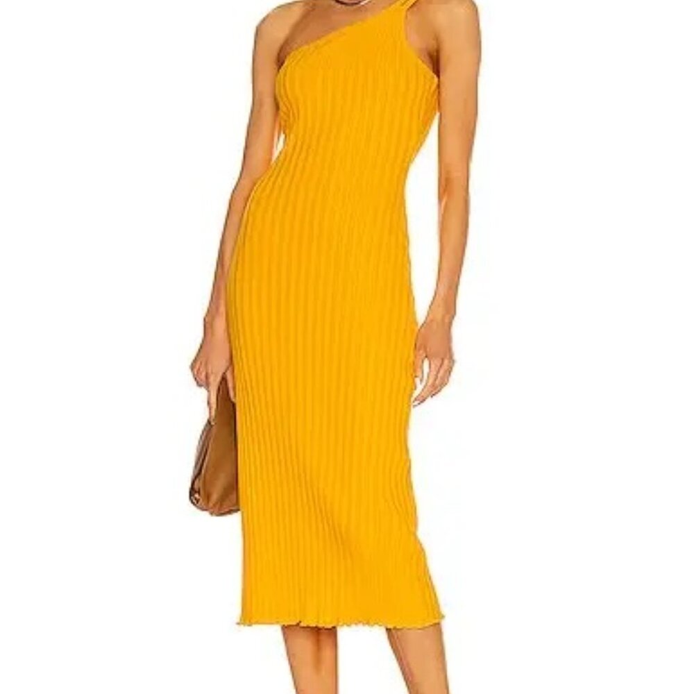 NEW SIMONMILLER Simon Miller Oline Dress One Shoulder Orange Knit Dress NWT